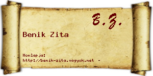 Benik Zita névjegykártya